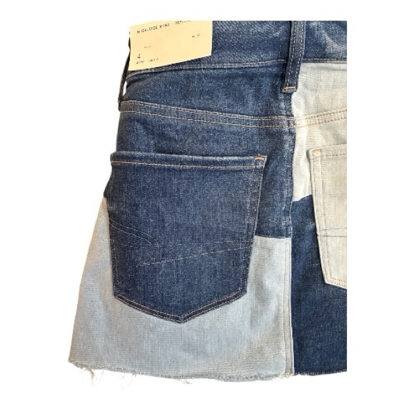 NWT American Eagle Patchwork Denim Mini Skirt Sz 4 High Waisted - Picture 9 of 16